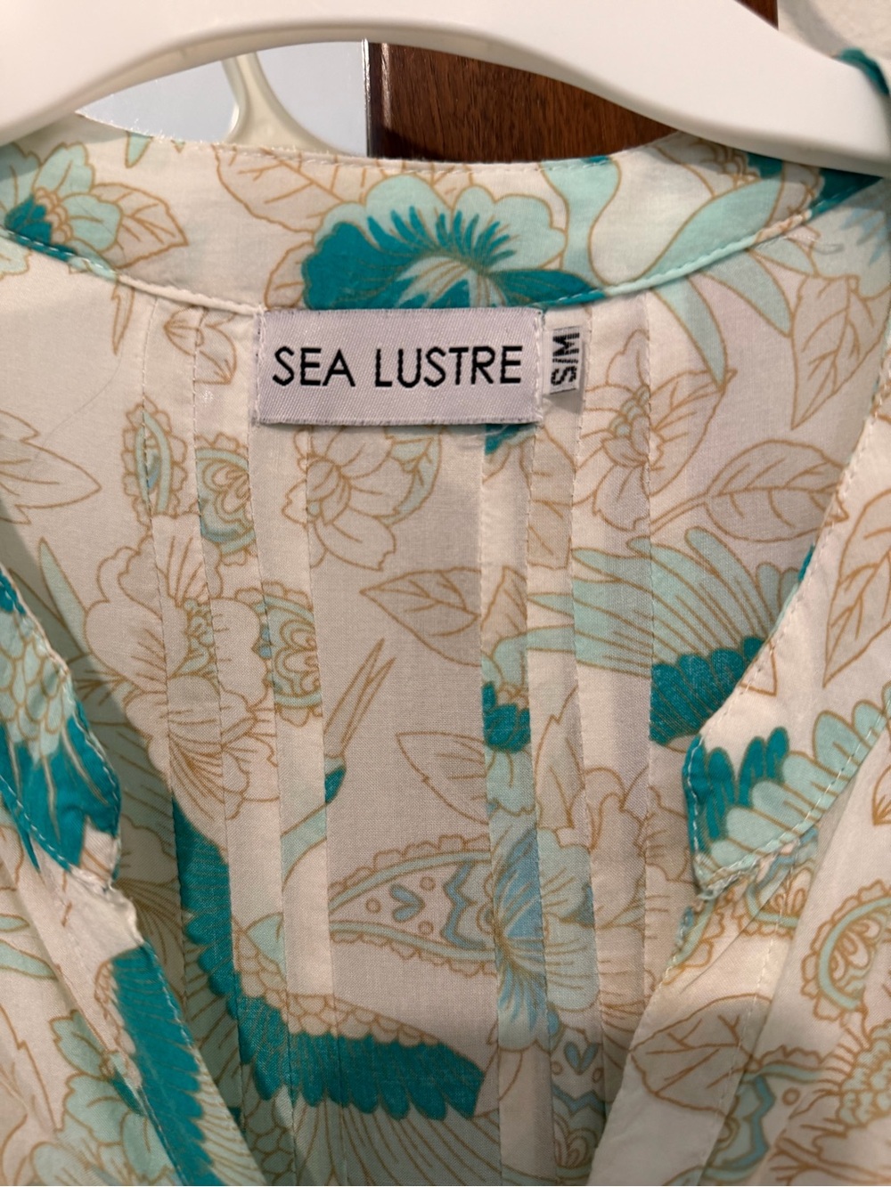 Sea Lustre Floral penny swing dress in Teal and Beige - Picture 2 of 4
